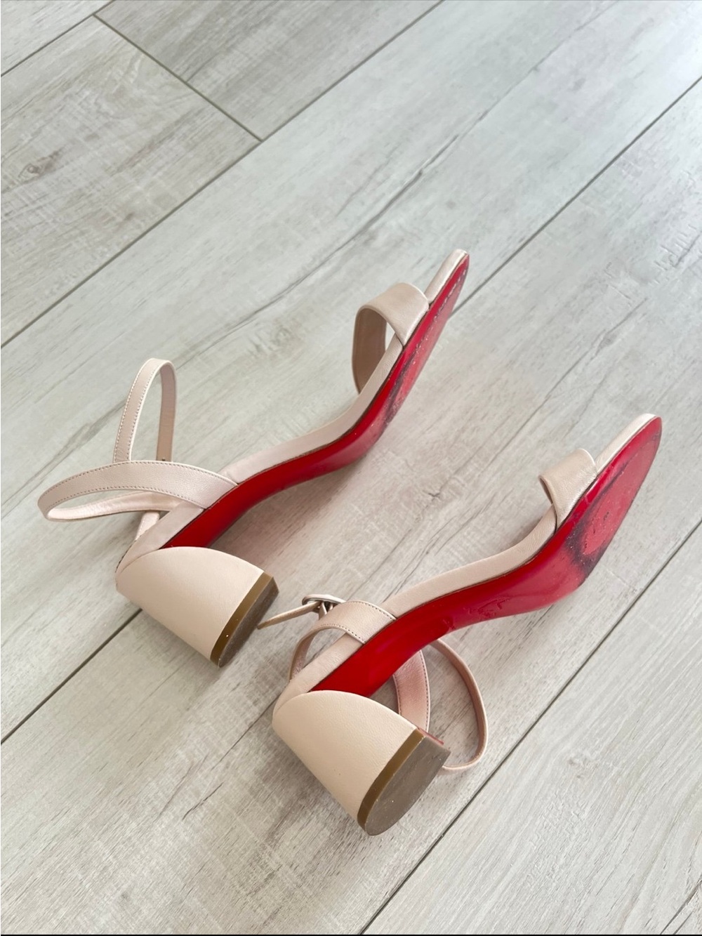 Christian Louboutin Blush Leather Ankle-Strap Sandals - Picture 2 of 5